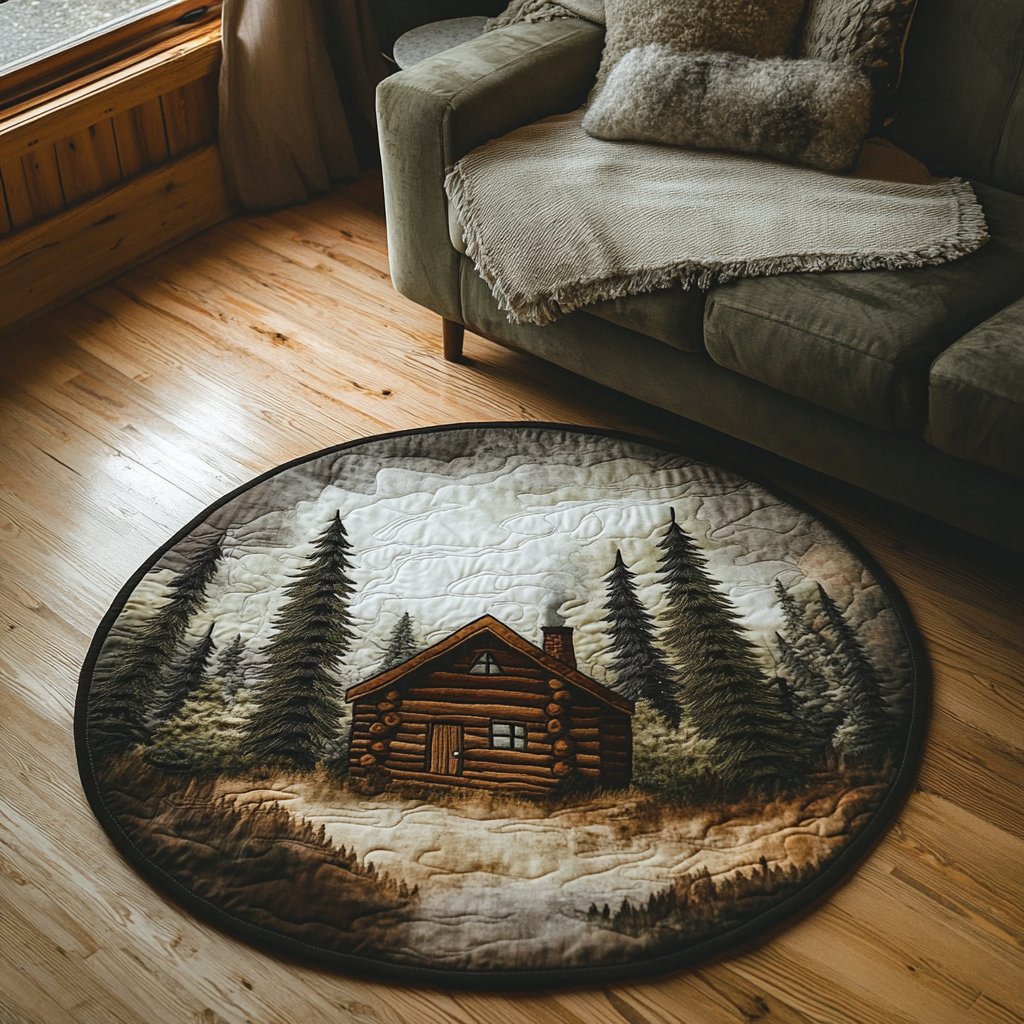 Cozy Timber (Design 2) Round Mat Rug - washable non-slip printed rug