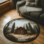 Cozy Timber (Design 2) Round Mat Rug - washable non-slip printed rug