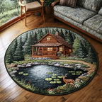 Cozy Timber Round Mat Rug - washable non-slip printed rug