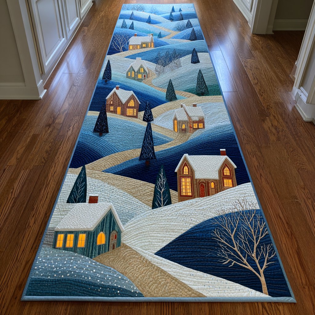 Cozy Village Runner Carpet Runner Rug - Cute Pet Design | Animal Printed Runner Rug