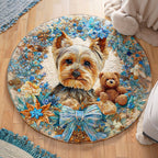 Cozy Yorkie Round Mat Rug - washable non-slip printed rug