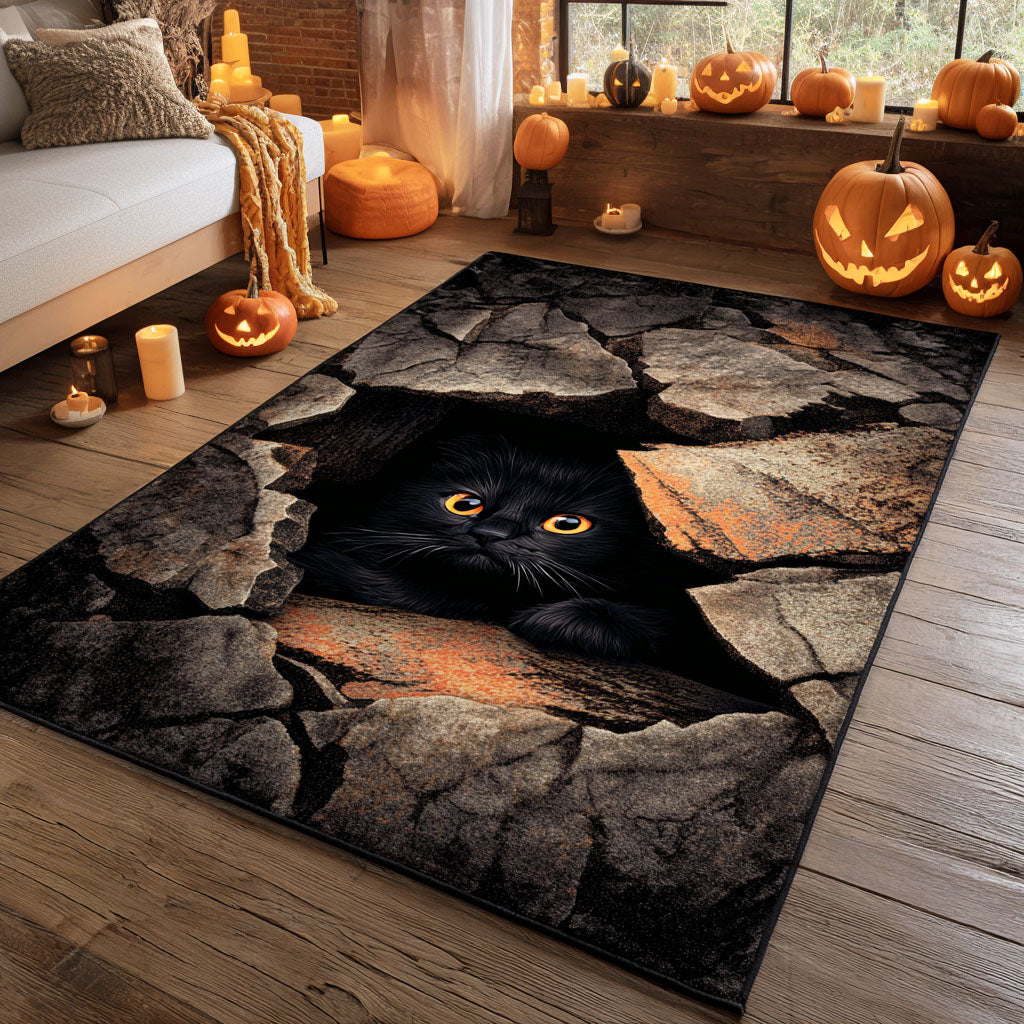 Cracked Ground Cat area rug in a living room