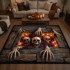 Crawling Nightmare area rug in a living room