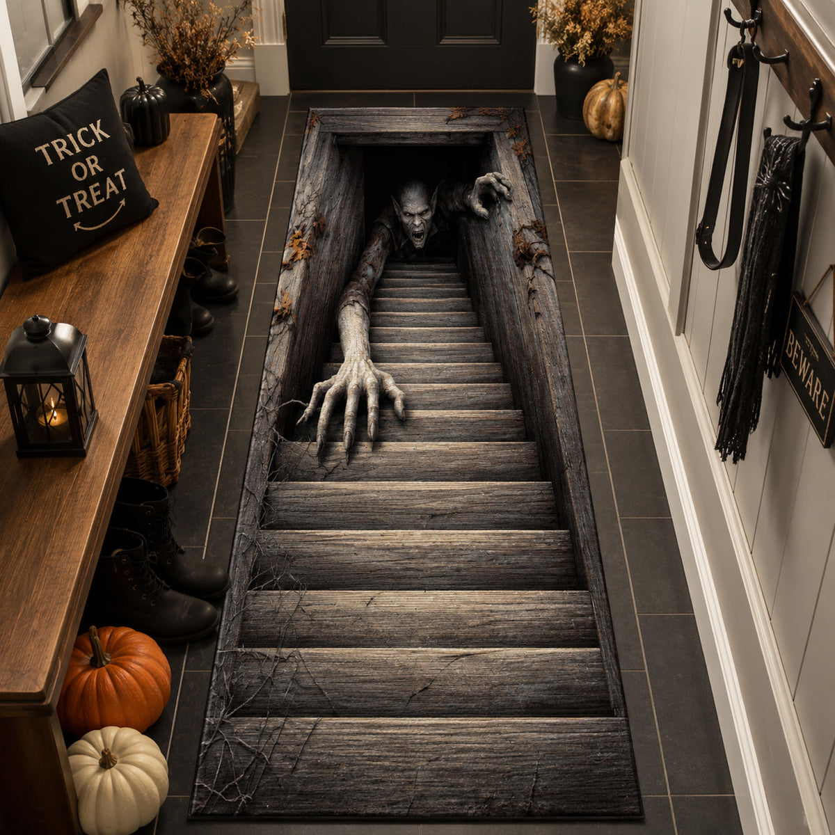 Creeping Ghoul Runner Rug - Nature Design | Serene Runner Rug (Design 1) - washable non-slip printed rug