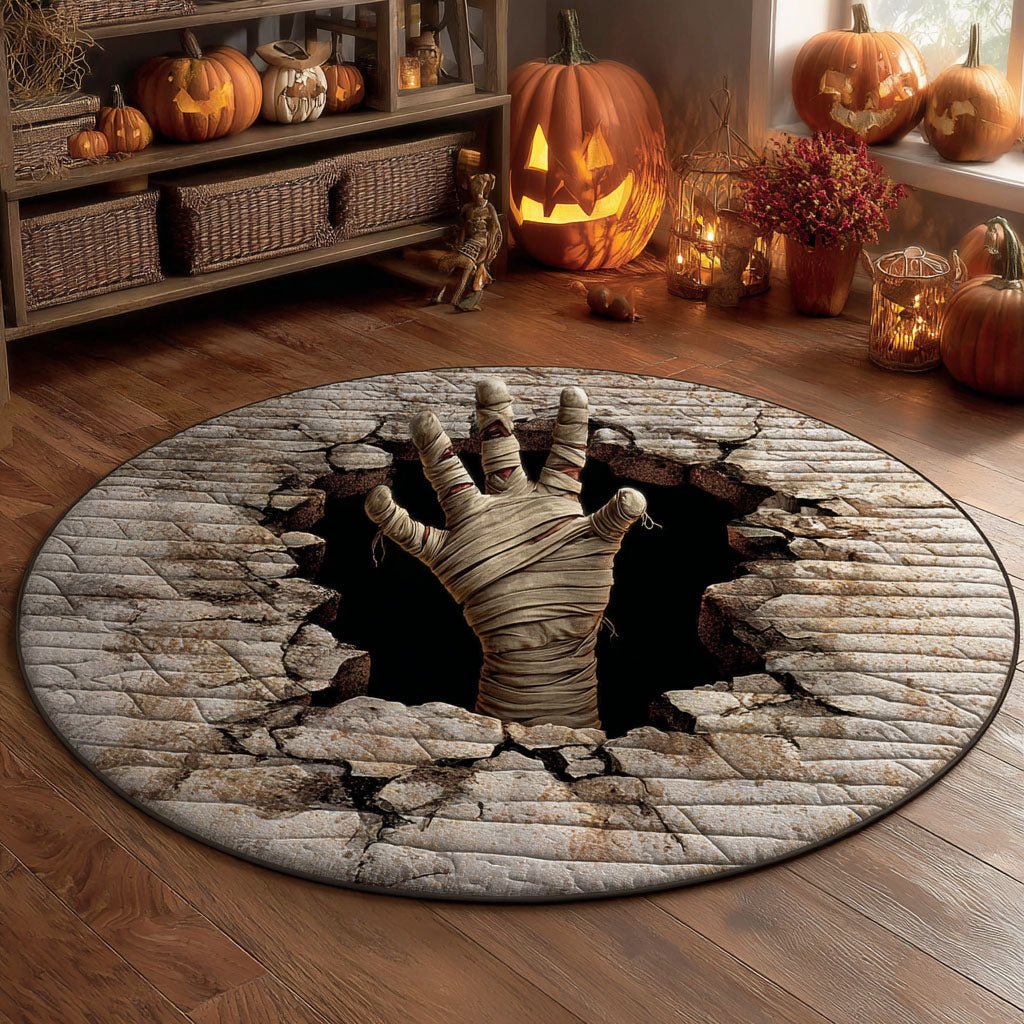 Creeping Hand Round Mat Rug - washable non-slip printed rug