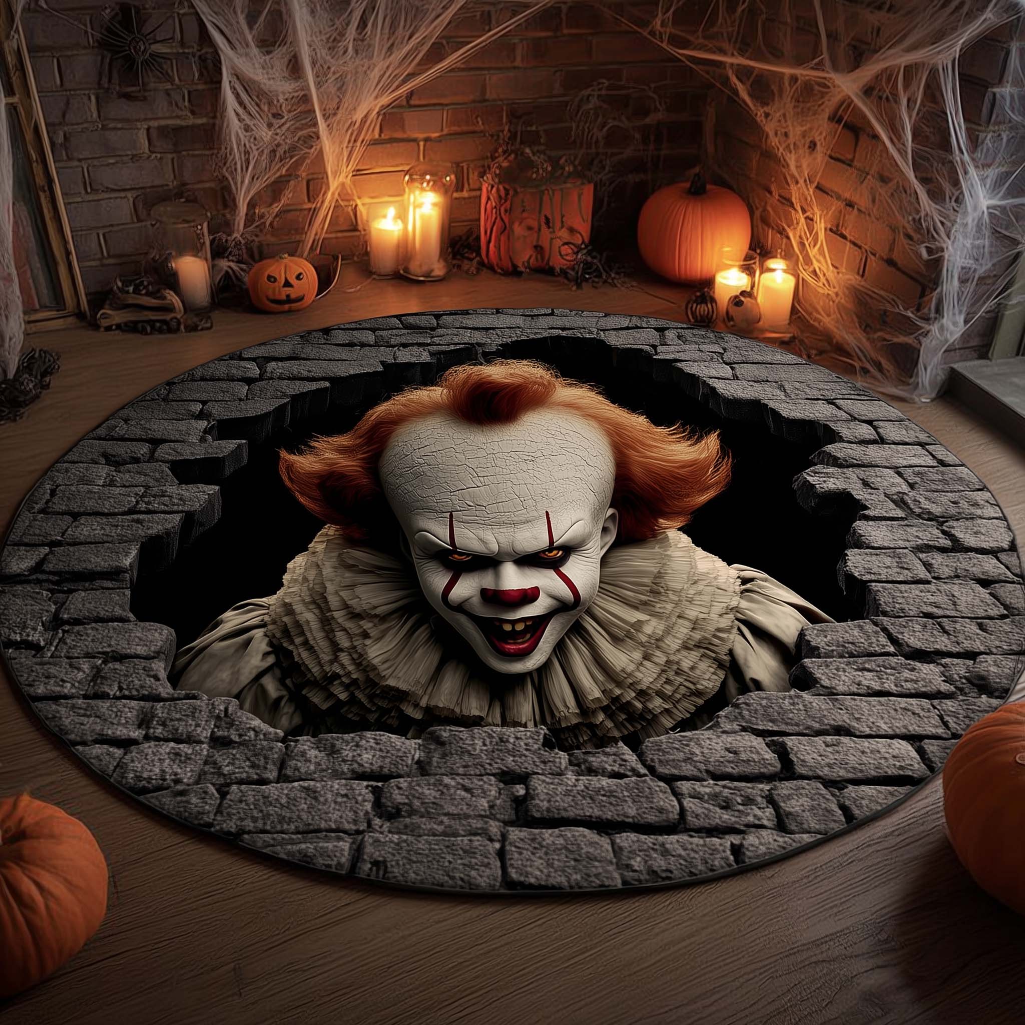 Creepy Clown Round Mat Rug