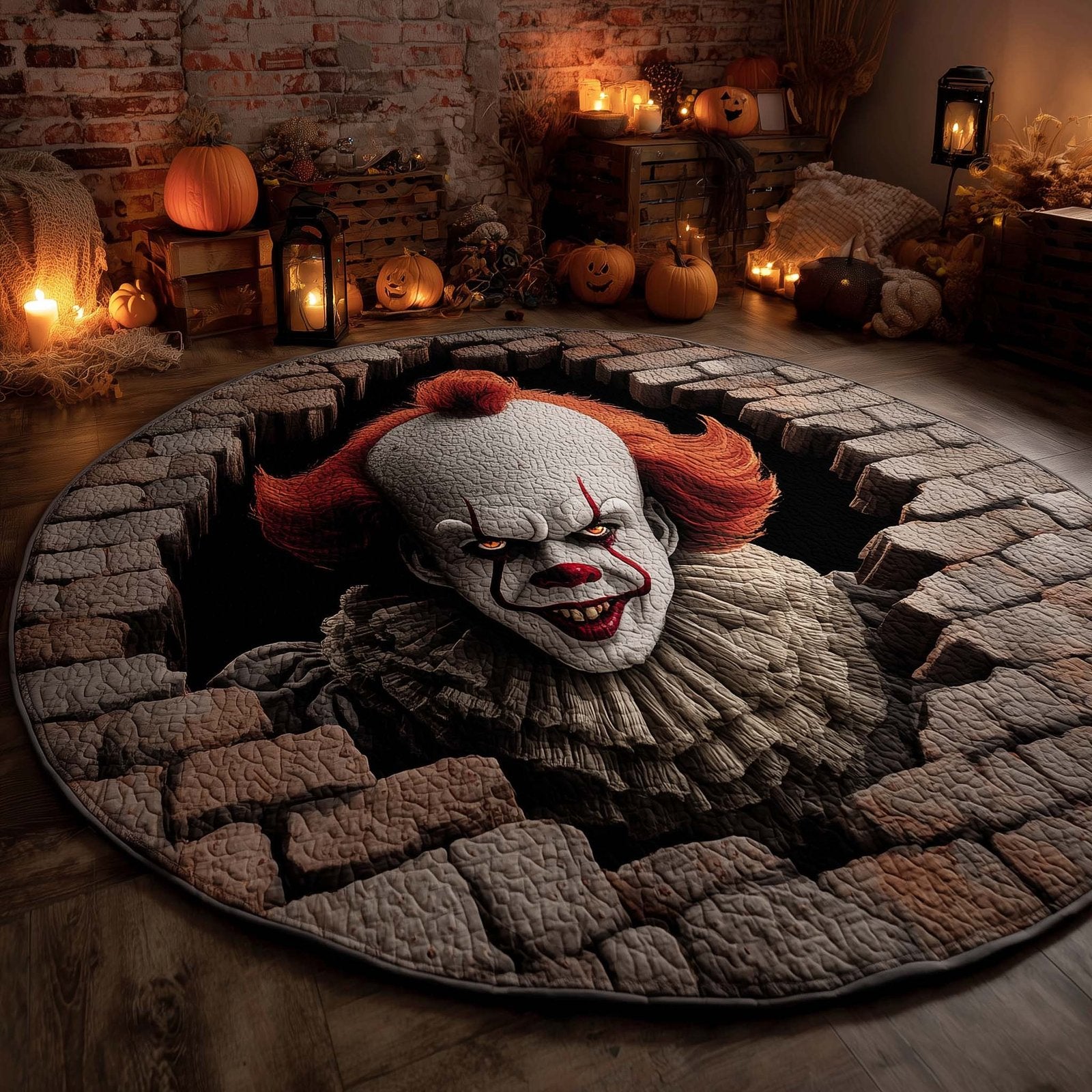 Creepy Clown Round Mat Rug - Nature Design | Serene Home Decor