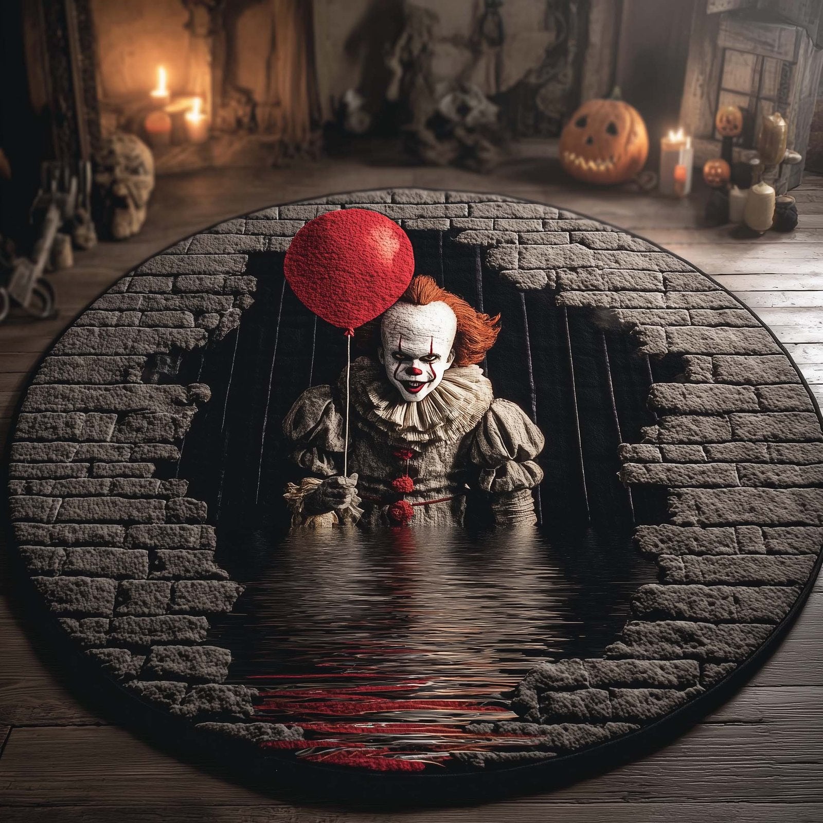 Creepy Clown Round Mat Rug - Nature Design | Serene Home Decor