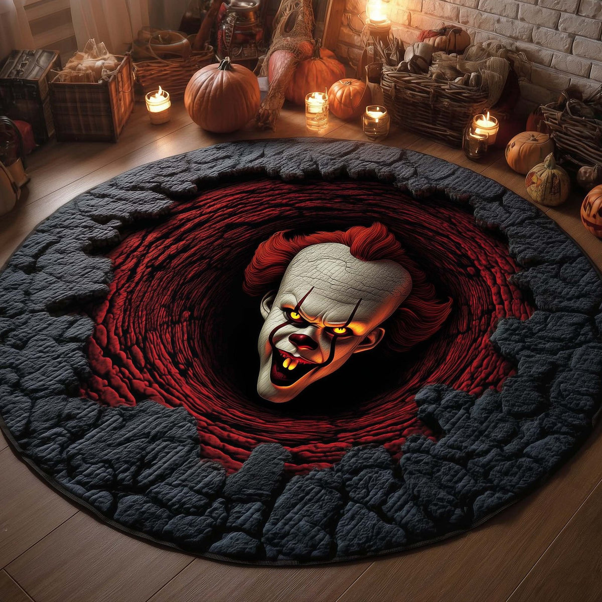 Creepy Clown Round Mat Rug - Nature Design | Serene Home Decor