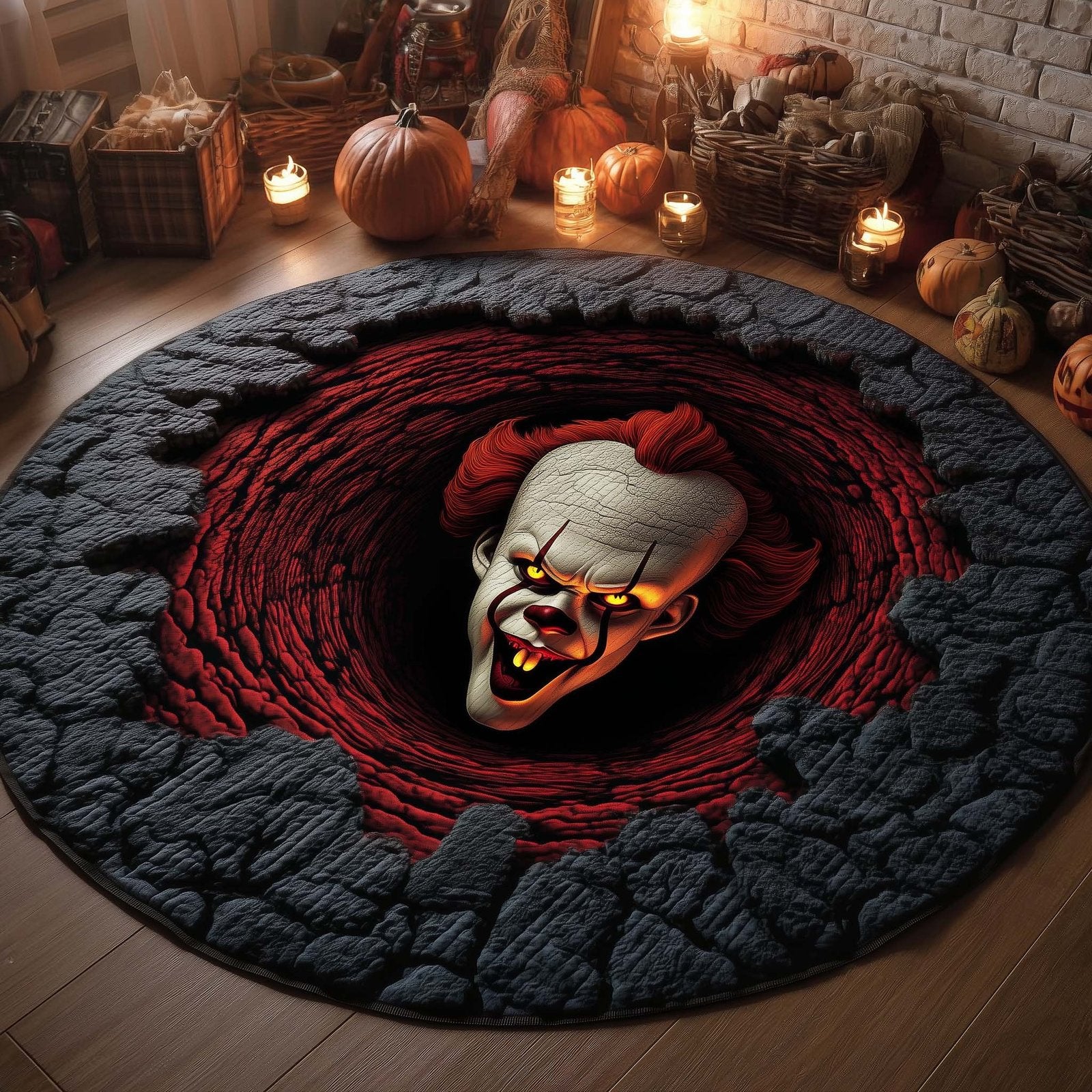 Creepy Clown Round Mat Rug - Nature Design | Serene Home Decor