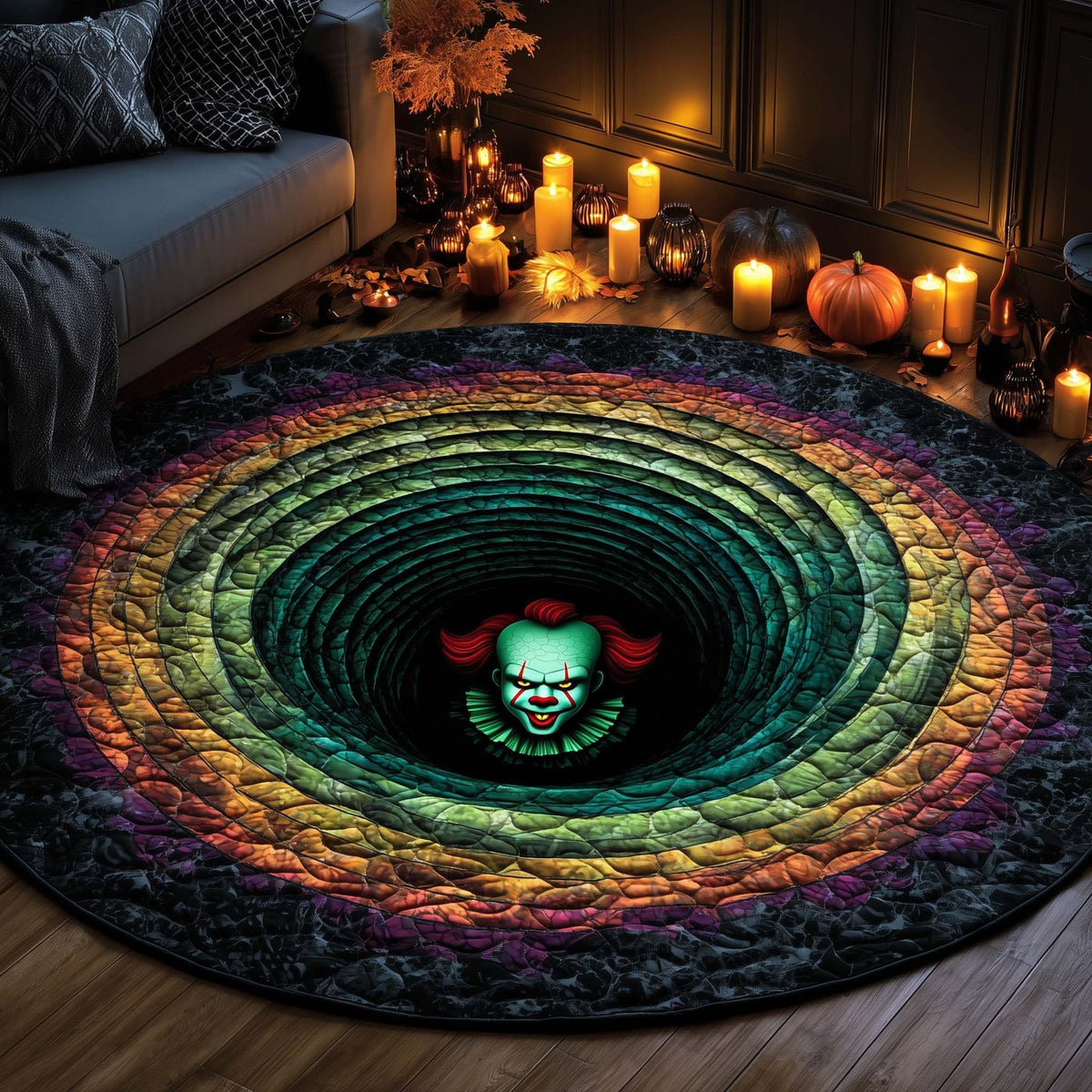 Creepy Clown Round Mat Rug - Nature Design | Serene Home Decor