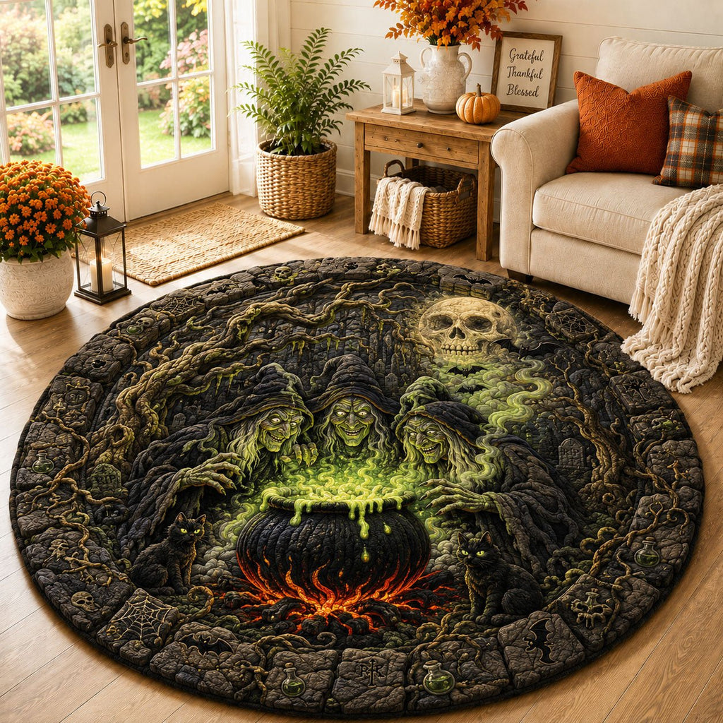Creepy Forest Coven Halloween Round Mat Rug - Nature Design | Serene Home Decor