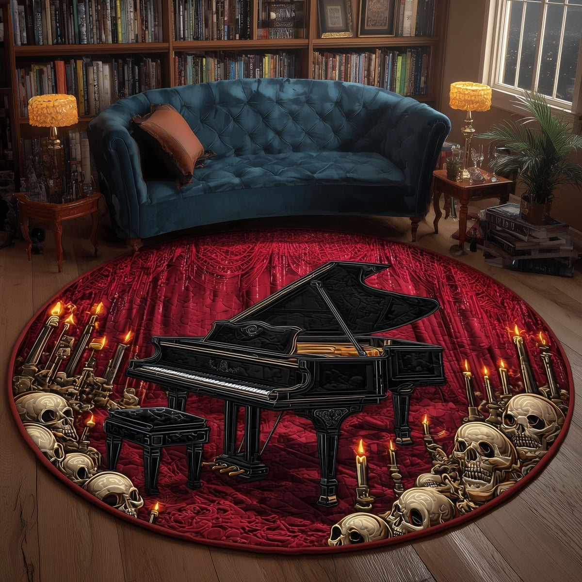 Creepy Harmony Round Mat Rug - washable non-slip printed rug