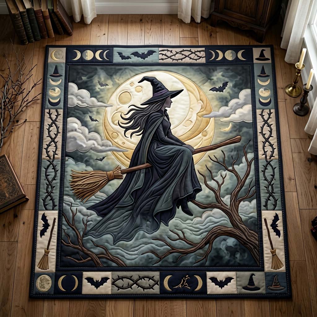 Crescent Witch Flight area rug in a living room