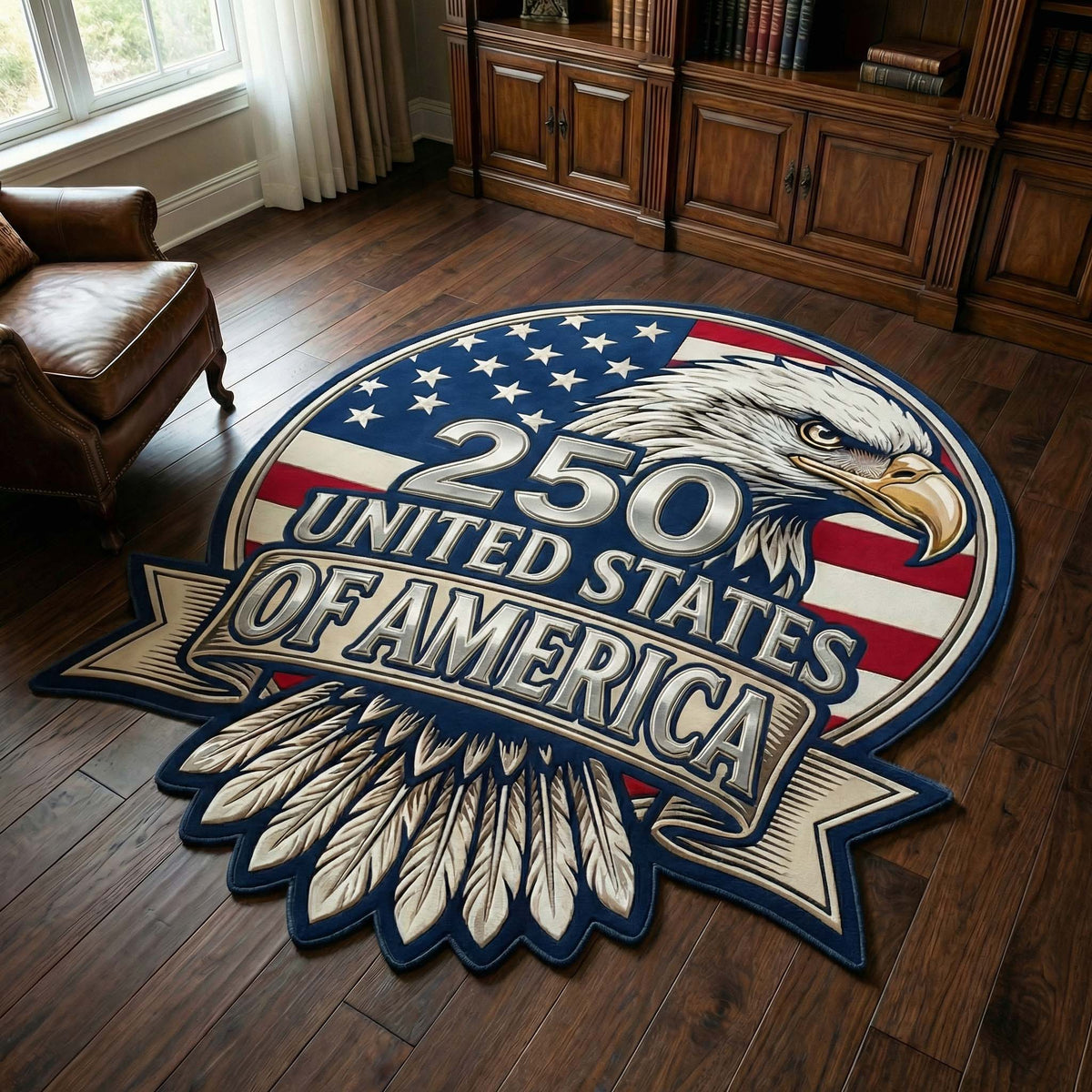 Crest Eagle Custom Shape Area Rug - Cute Animal Design | Die-Cut Non-Slip Rug - washable non-slip printed rug