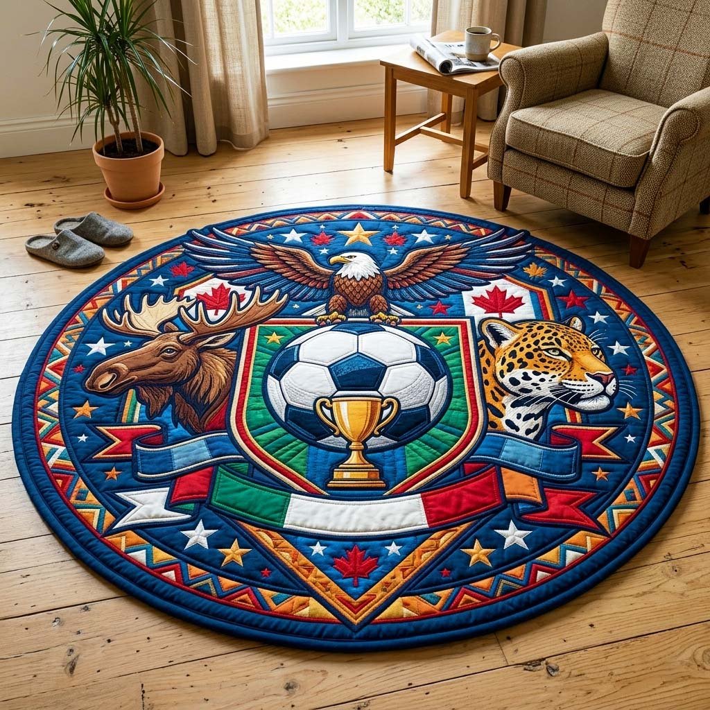 Crest World Cup Round Mat Rug - Nature Design | Serene Home Decor