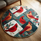 Crimson Cardinal Round Mat Rug - washable non-slip printed rug