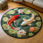Crimson Current Round Mat Rug - washable non-slip printed rug