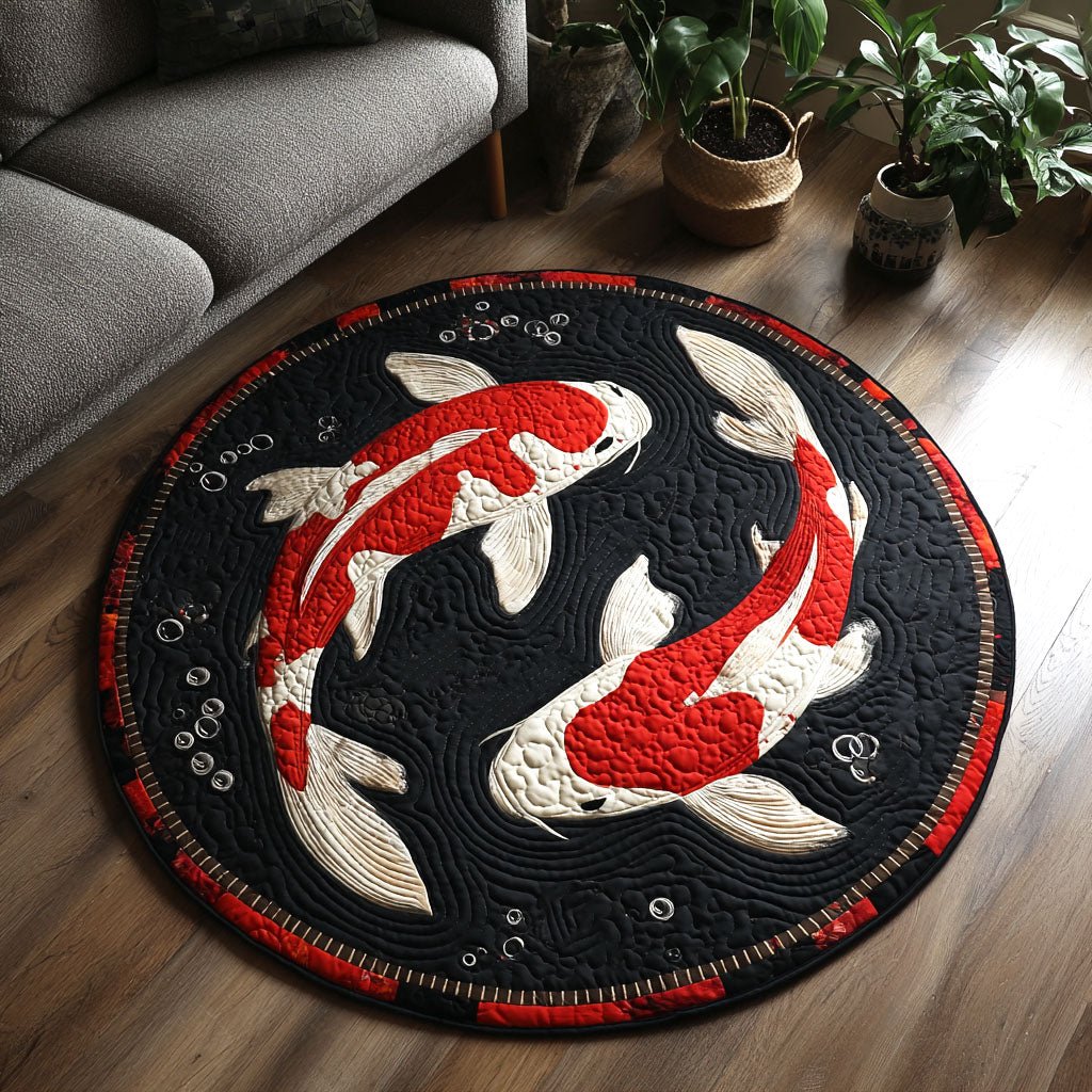 Crimson Dance Round Mat Rug - washable non-slip printed rug