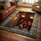 Crimson Dragon area rug in a living room