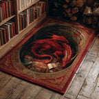 Crimson Dragon Hoard area rug in a living room