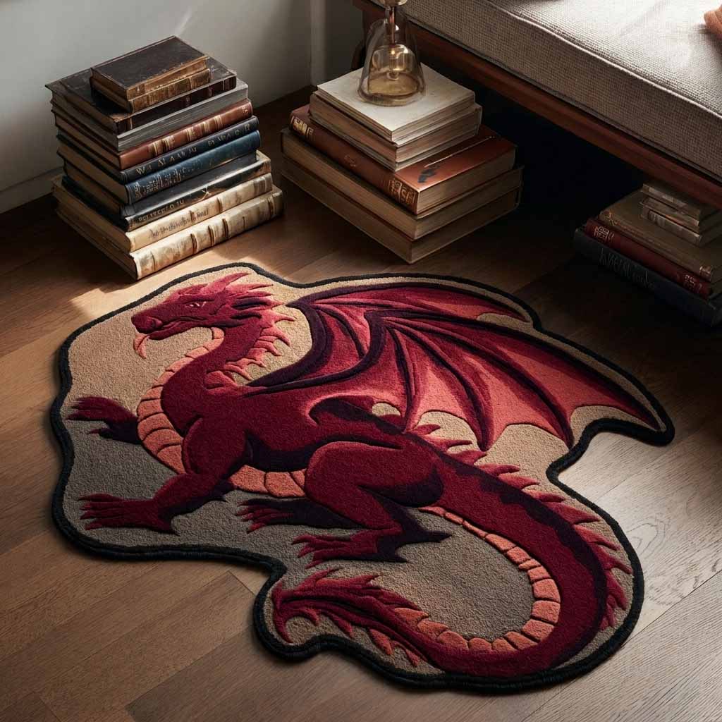 Crimson Drake Custom Shape Area Rug - Nature Design | Die-Cut Non-Slip Rug - washable non-slip printed rug