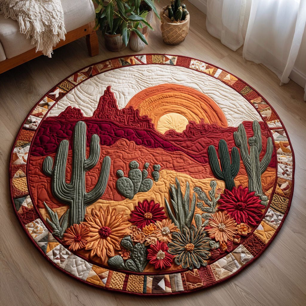 Crimson Dusk Round Mat Rug - washable non-slip printed rug