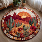 Crimson Dusk Round Mat Rug - washable non-slip printed rug