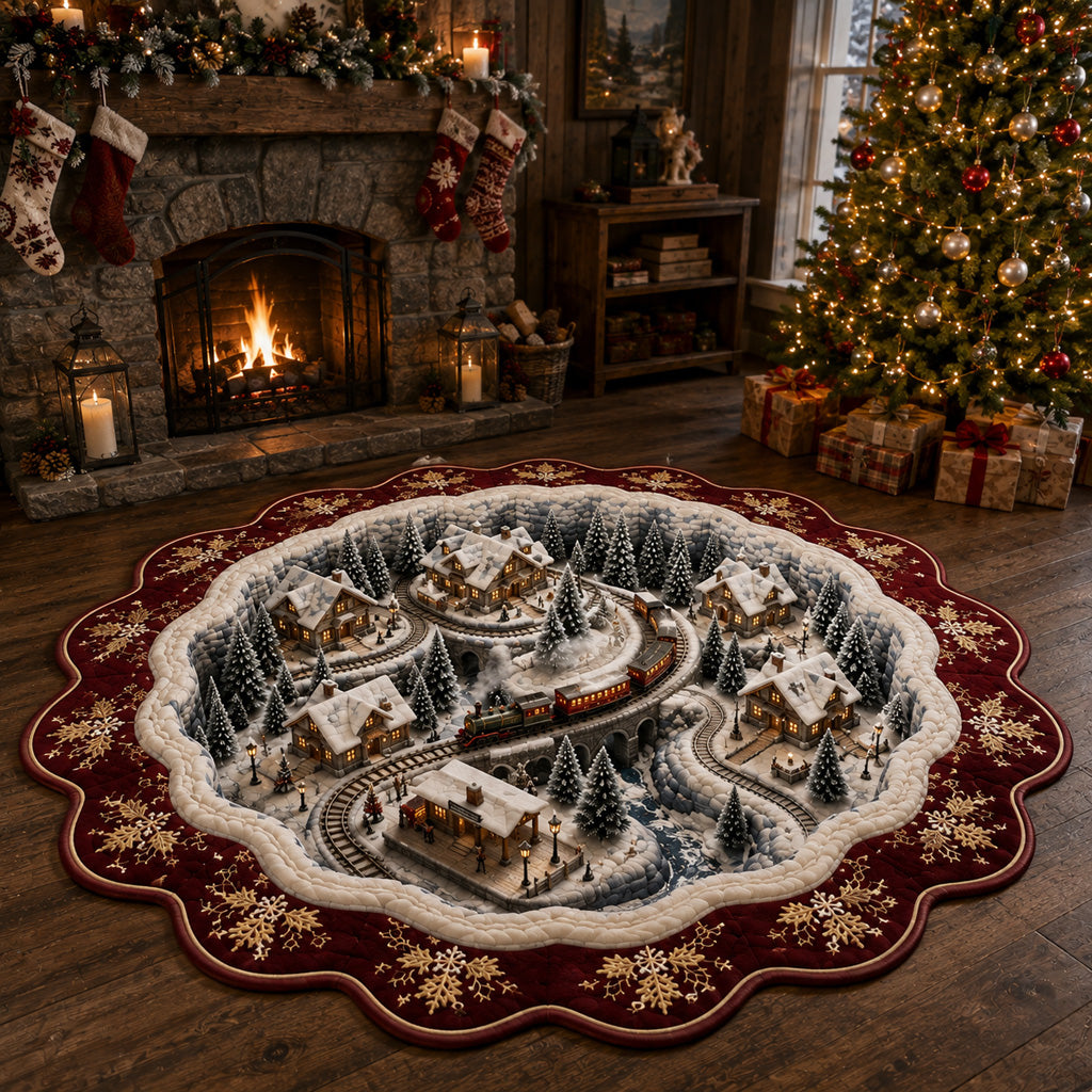 Crimson Express Village Custom Shape Area Rug - Nature Design | Die-Cut Non-Slip Rug - washable non-slip printed rug