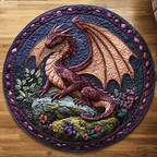 Crimson Inferno Round Mat Rug