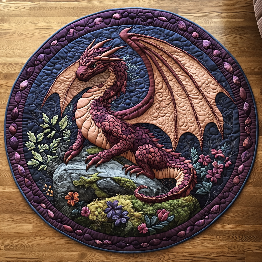 Crimson Inferno Round Mat Rug
