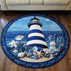 Crimson Lighthouse Round Mat Rug - washable non-slip printed rug