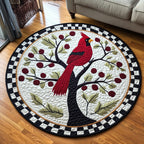 Crimson Majesty (Design 2) Round Mat Rug - washable non-slip printed rug