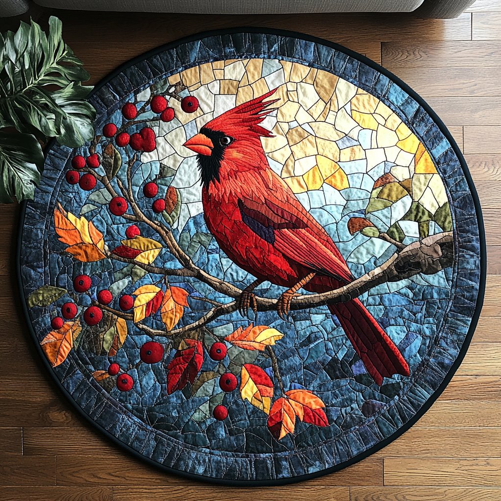Crimson Majesty Round Mat Rug - washable non-slip printed rug