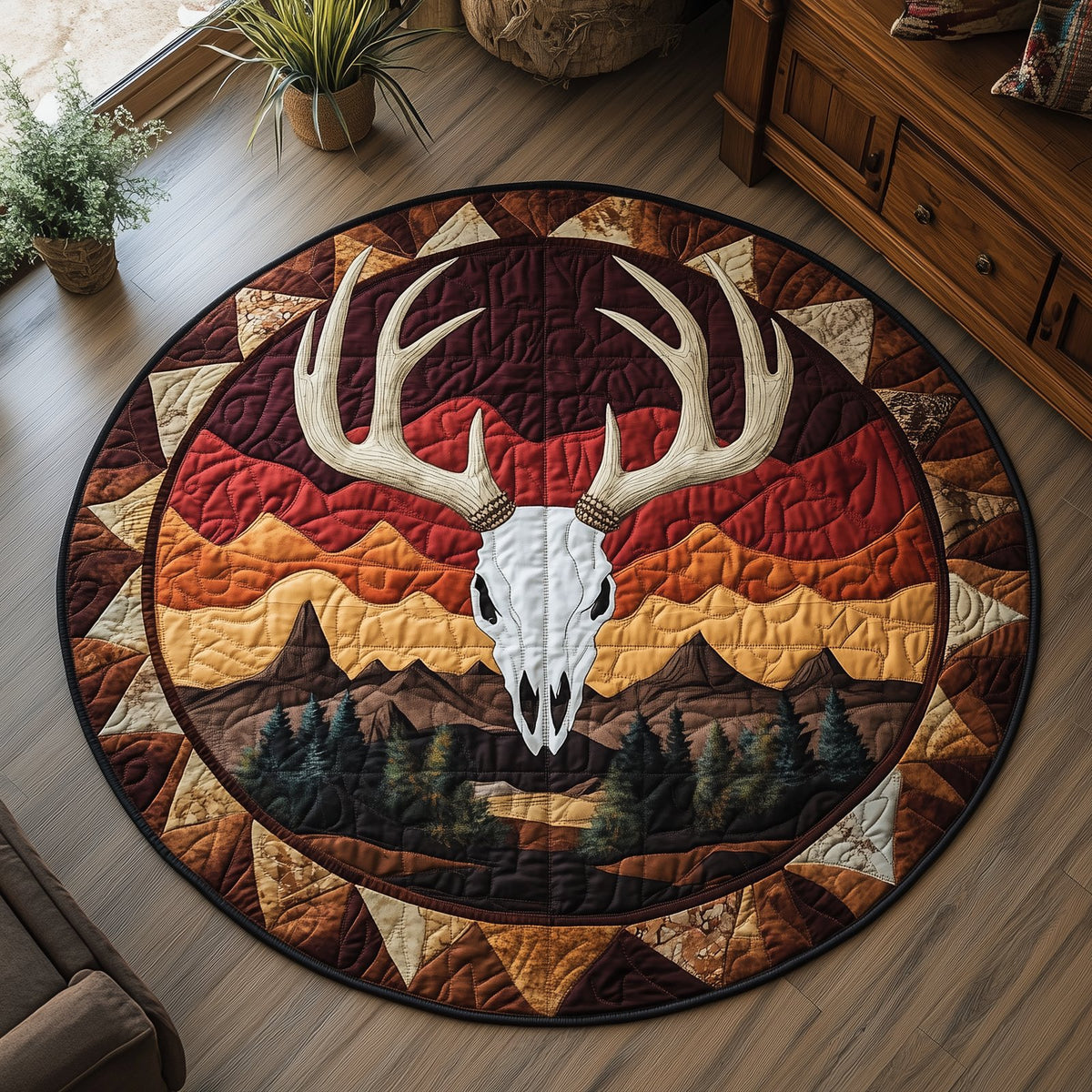 Crimson Mesa Round Mat Rug - Nature Design | Serene Home Decor