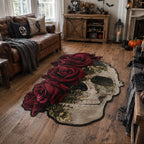 Crimson Skull Custom Shape Area Rug - Nature Design | Die-Cut Non-Slip Rug - washable non-slip printed rug
