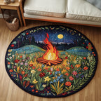 Crimson Sparks Round Mat Rug - washable non-slip printed rug