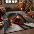 Crimson Steam Express area rug in a living room