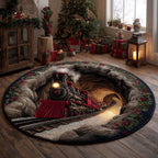 Crimson Steam Miracle Round Mat Rug - washable non-slip printed rug