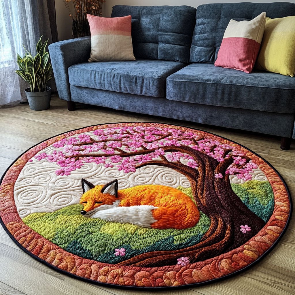Crimson Tail Round Mat Rug - washable non-slip printed rug