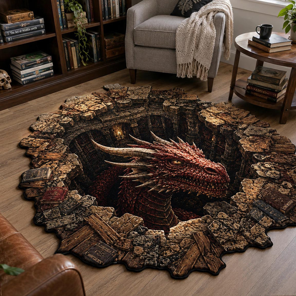 Crimson Watcher Custom Shape Area Rug - Nature Design | Die-Cut Non-Slip Rug - washable non-slip printed rug