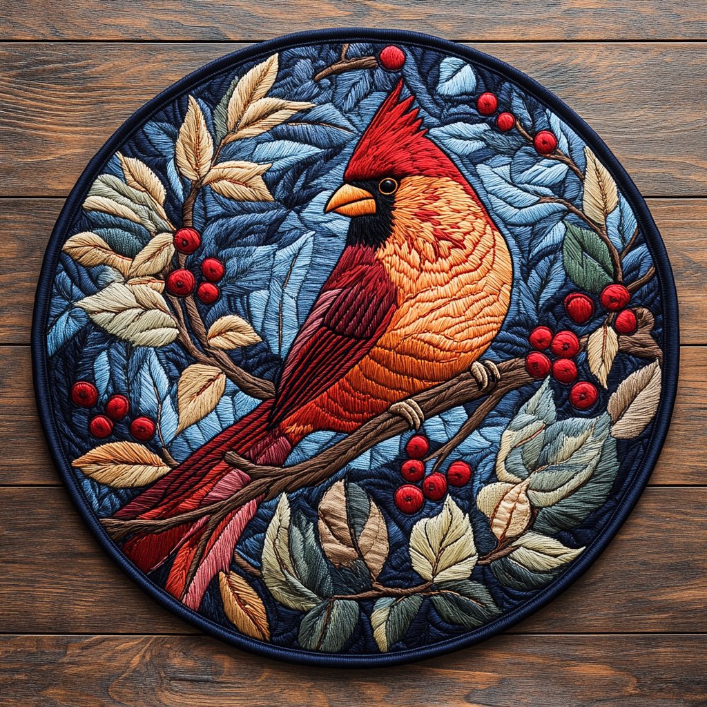 Crimson Wings Round Mat Rug - washable non-slip printed rug