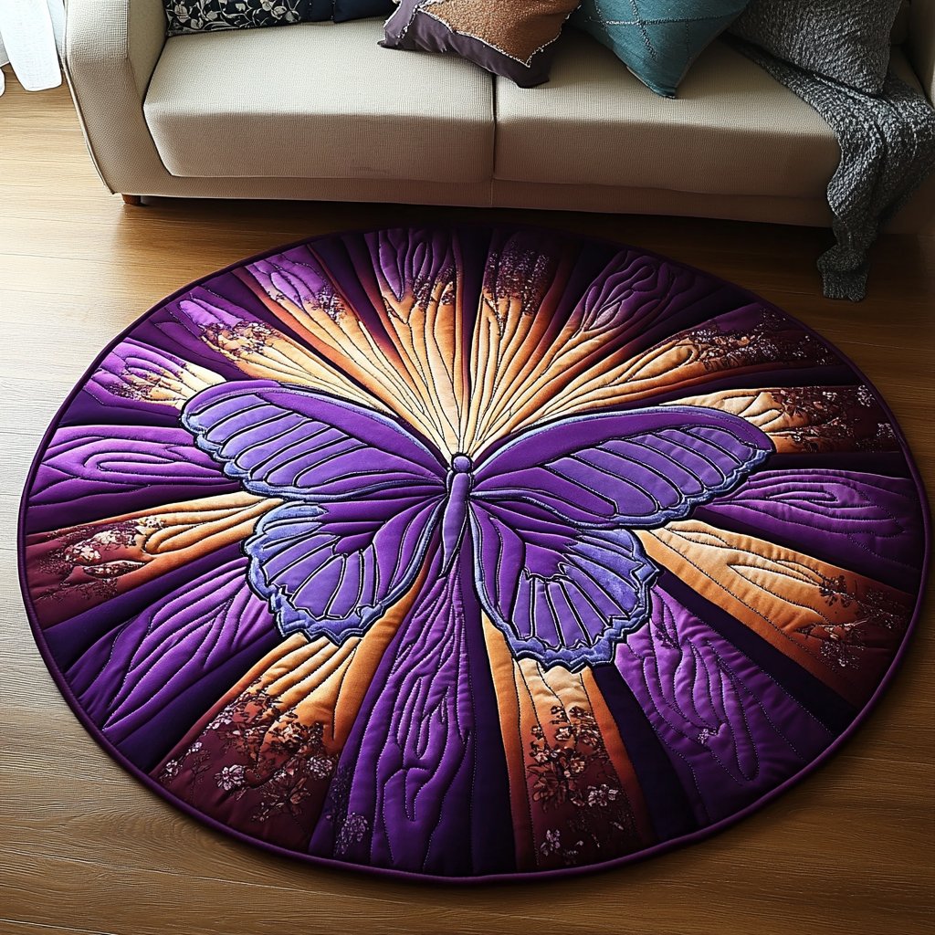 Crimson Wings Round Mat Rug - Nature Design | Serene Home Decor