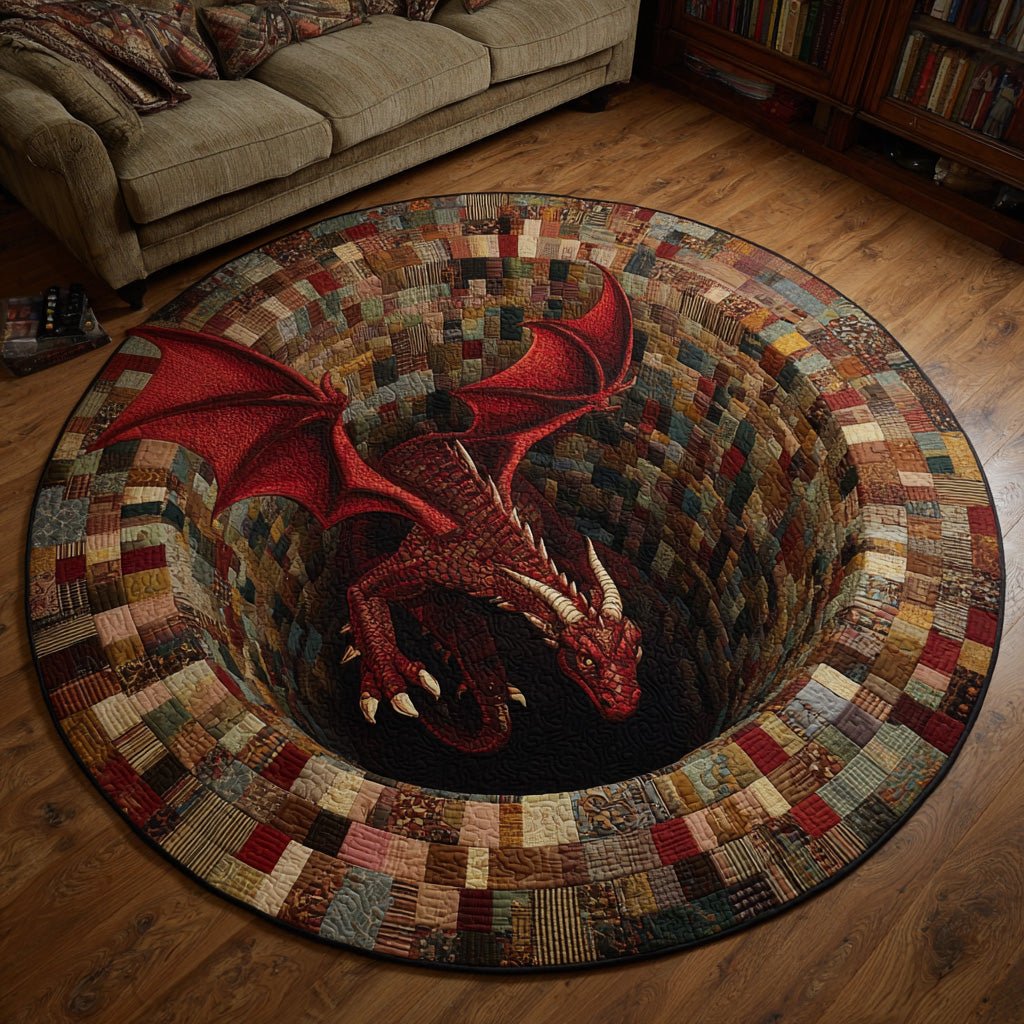 Crimson Wrath Round Mat Rug - washable non-slip printed rug