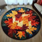 Crisp Fall Round Mat Rug - washable non-slip printed rug