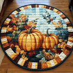 Crisp Leaves Round Mat Rug - washable non-slip printed rug