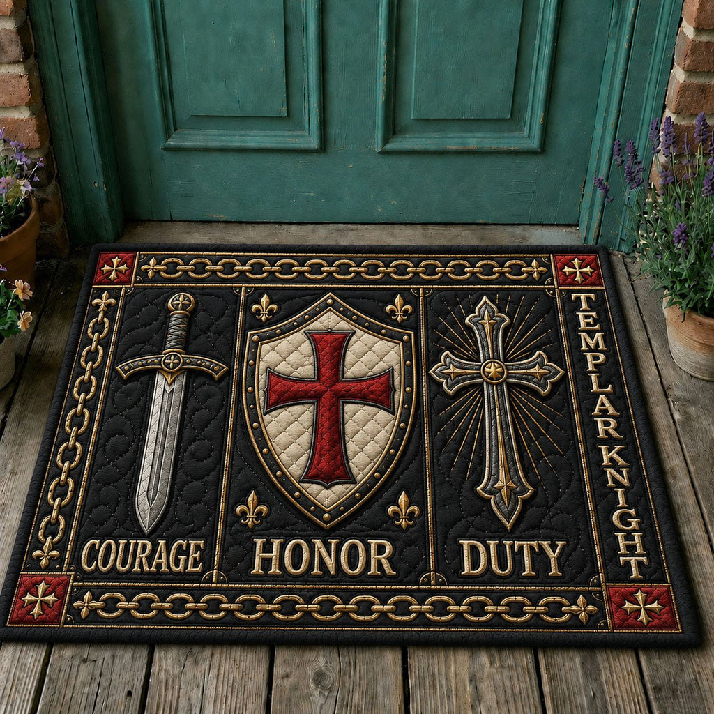 Crusader Code Panel Doormat - washable non-slip printed rug