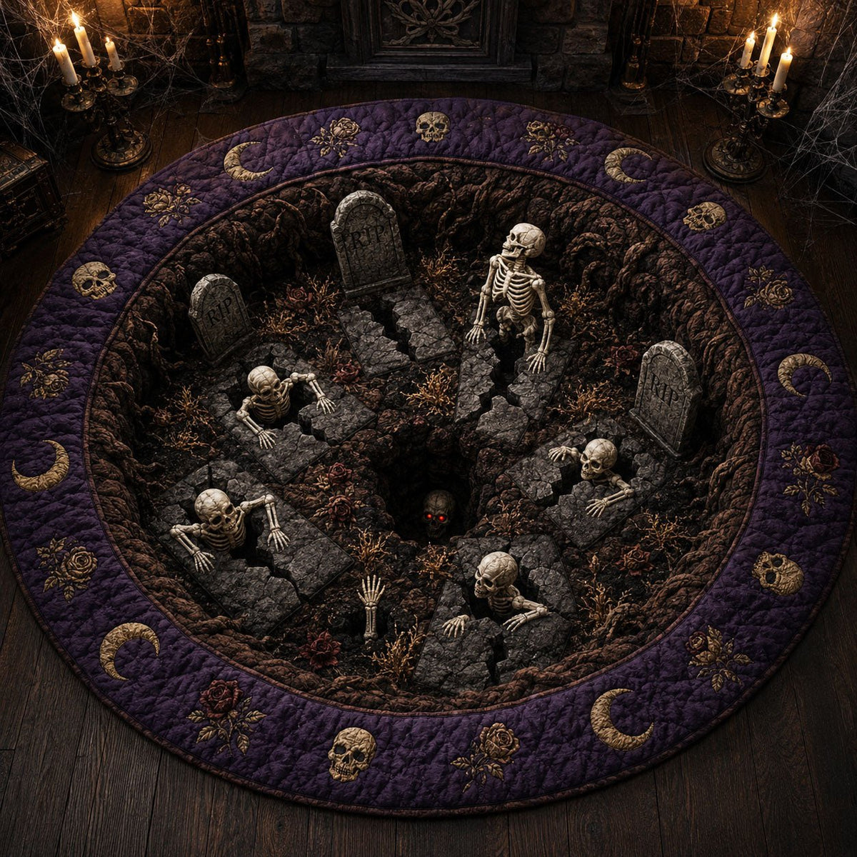 Crypt Crawler Round Mat Rug - washable non-slip printed rug