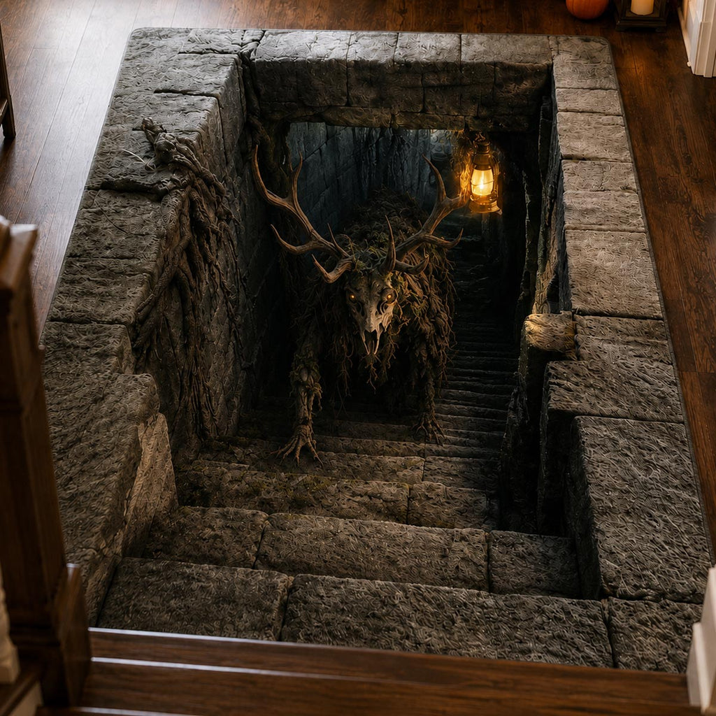 Crypt Descent area rug in a living room