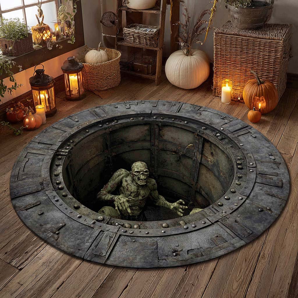 Crypt Dweller Round Mat Rug - washable non-slip printed rug